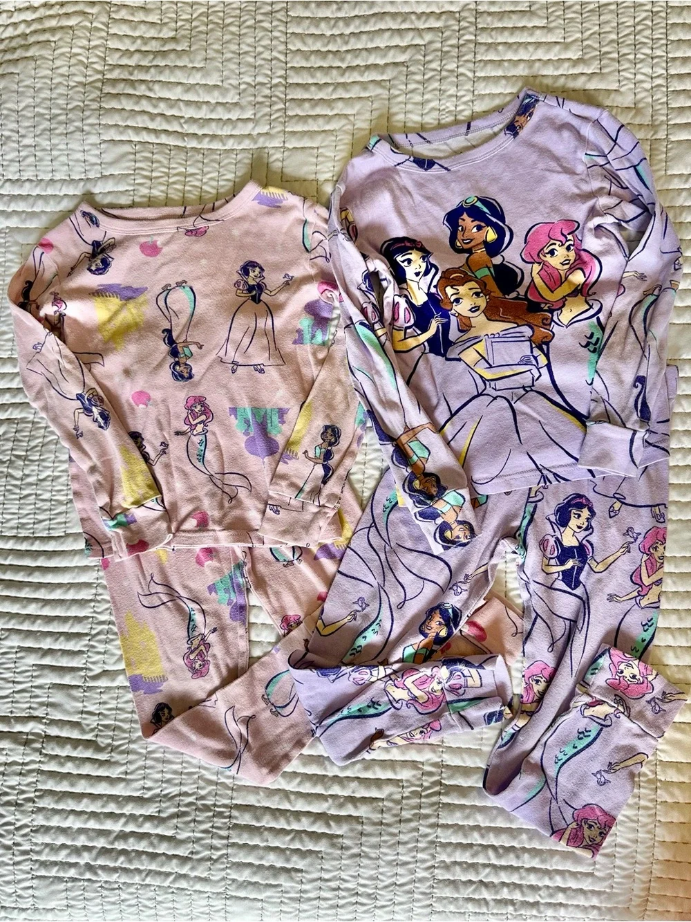 Set of 2 Disney Princess Girls Pajamas, Size 6